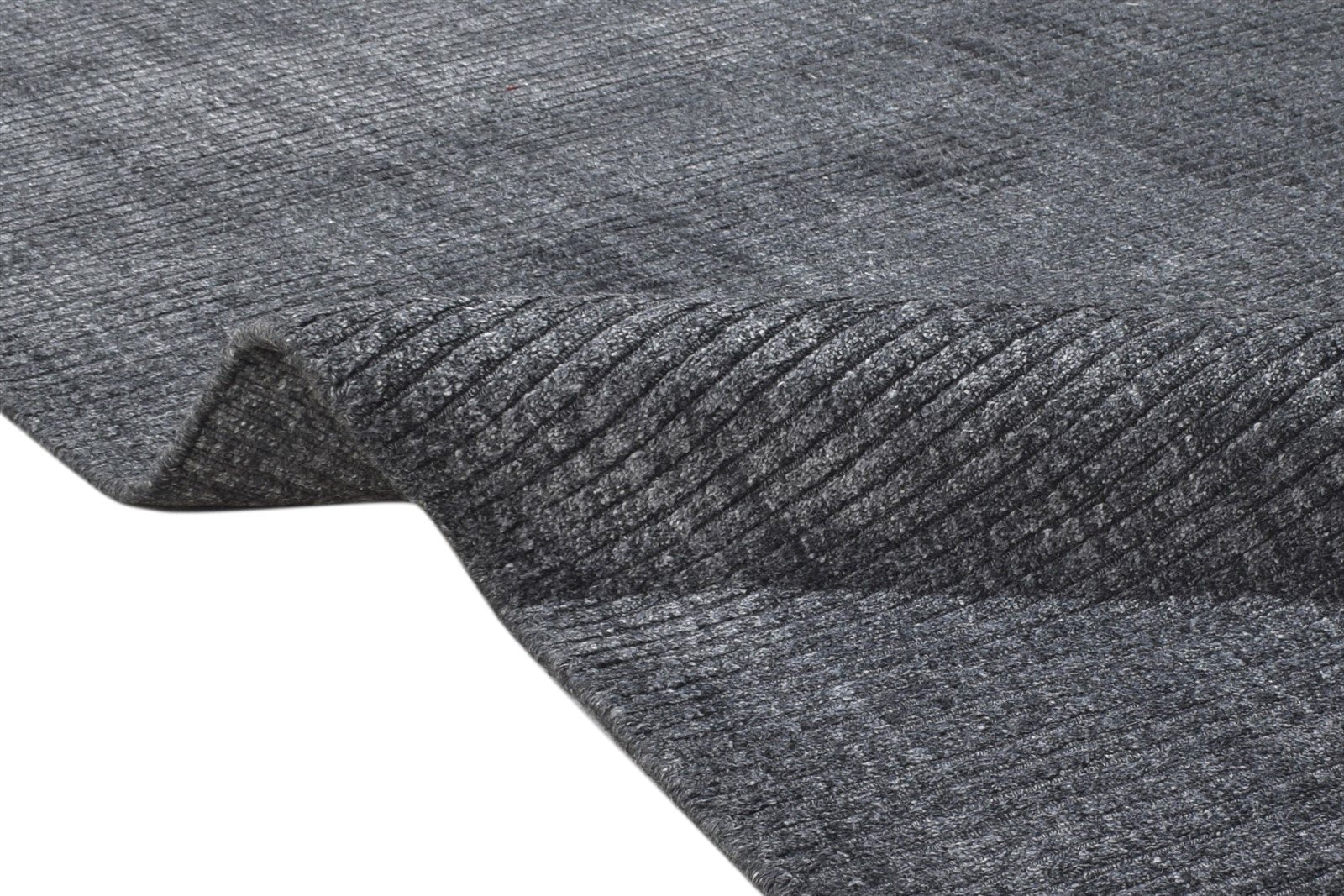 Charcoal Wool / Silk Rug 4X6 Modern Hand Woven Scandinavian Solid Room Size 