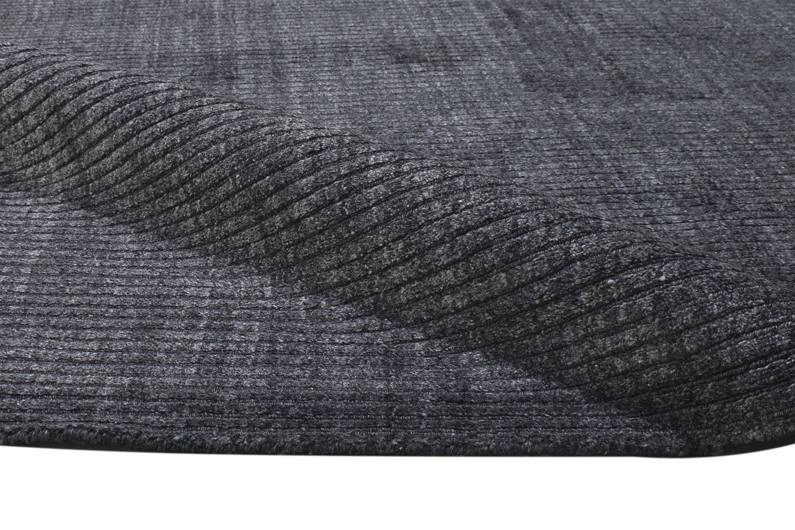 Charcoal Wool / Silk Rug 4X6 Modern Hand Woven Scandinavian Solid Room Size 