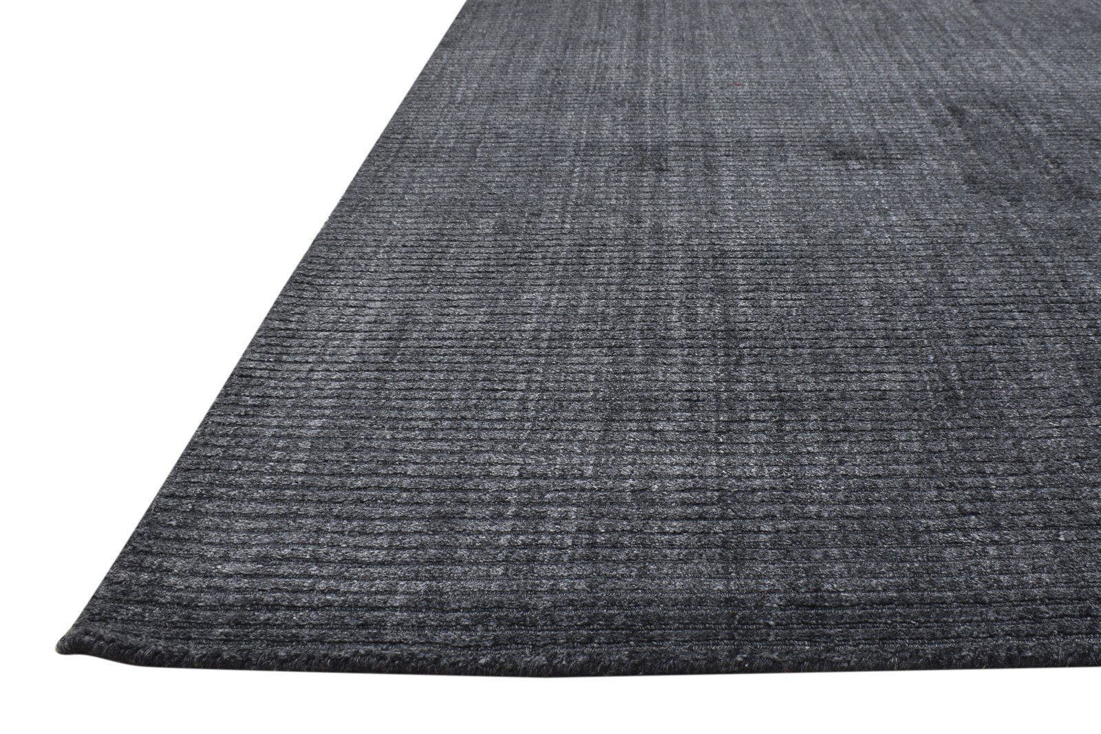 Charcoal Wool / Silk Rug 4X6 Modern Hand Woven Scandinavian Solid Room Size 