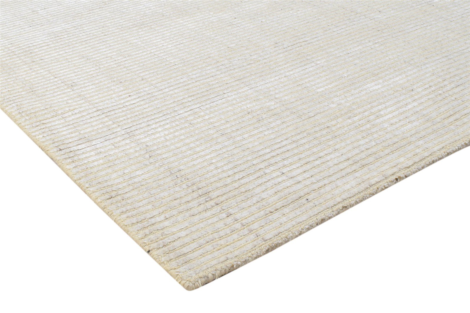 Wool / Silk Sand Rug 4X6 Modern Hand Woven Scandinavian Striped Room Size 