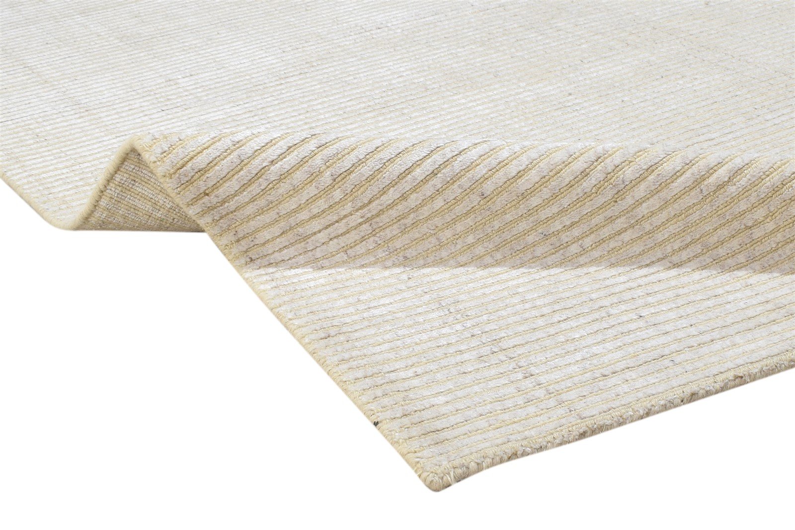 Wool / Silk Sand Rug 4X6 Modern Hand Woven Scandinavian Striped Room Size 