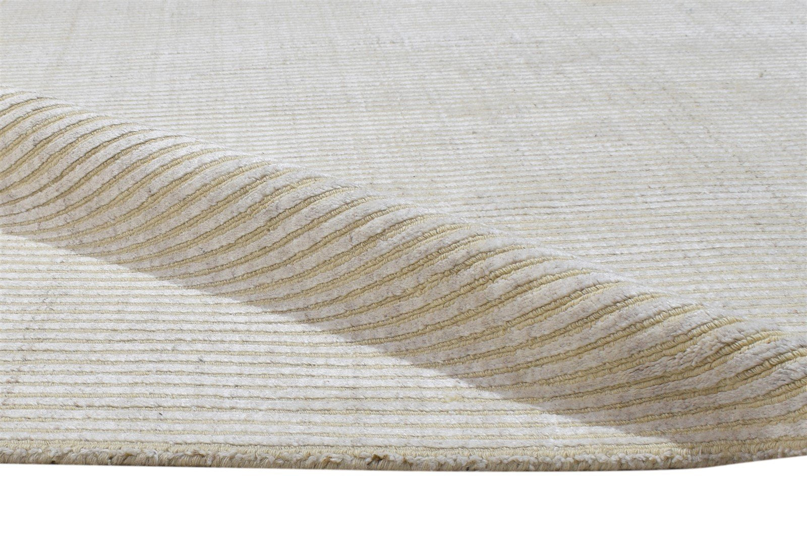 Wool / Silk Sand Rug 4X6 Modern Hand Woven Scandinavian Striped Room Size 