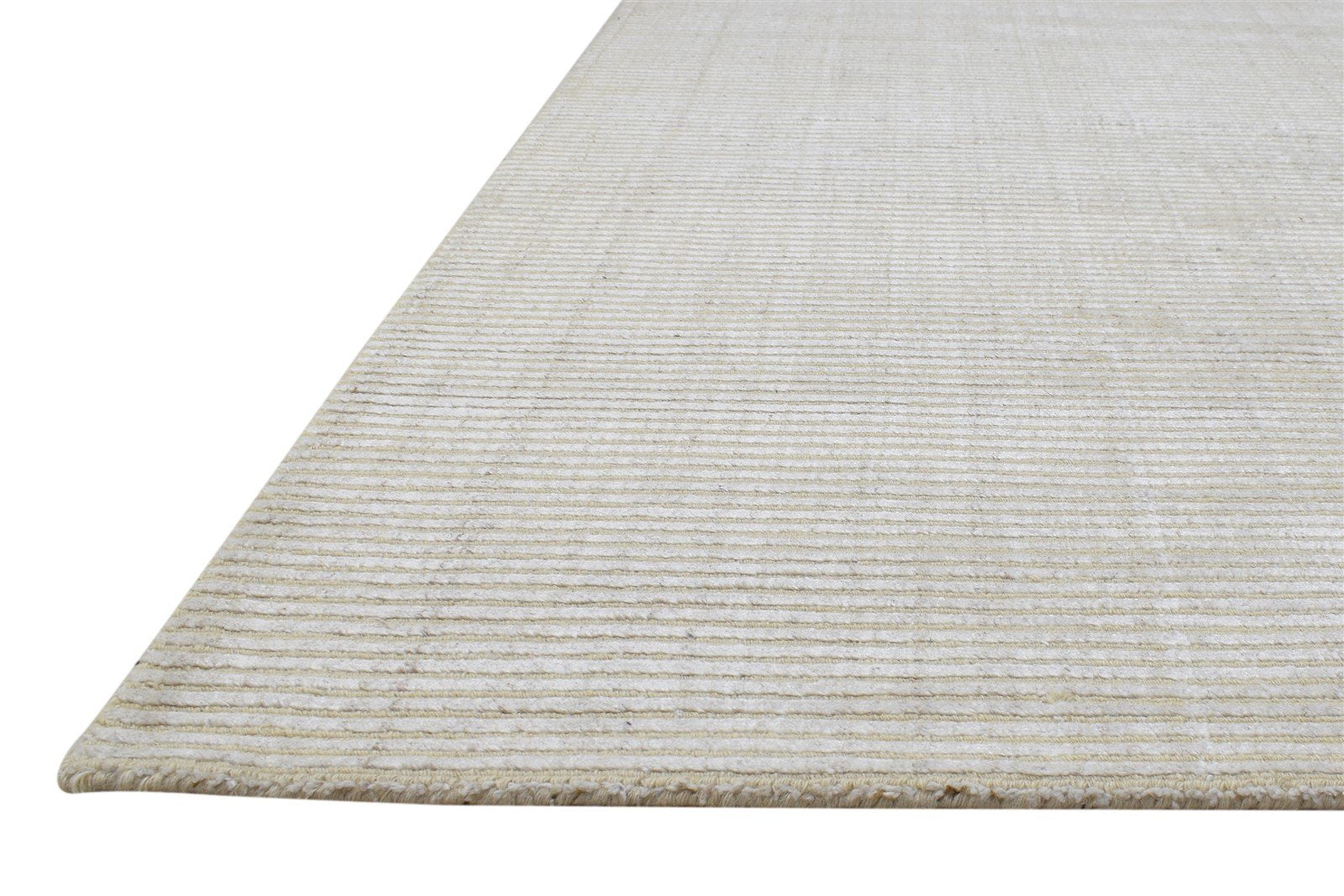 Wool / Silk Sand Rug 4X6 Modern Hand Woven Scandinavian Striped Room Size 