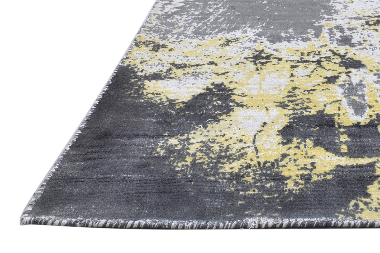 Silk Dark Grey Rug 4' X 6' Modern Handloom Indian Abstract Room Size Carpet 