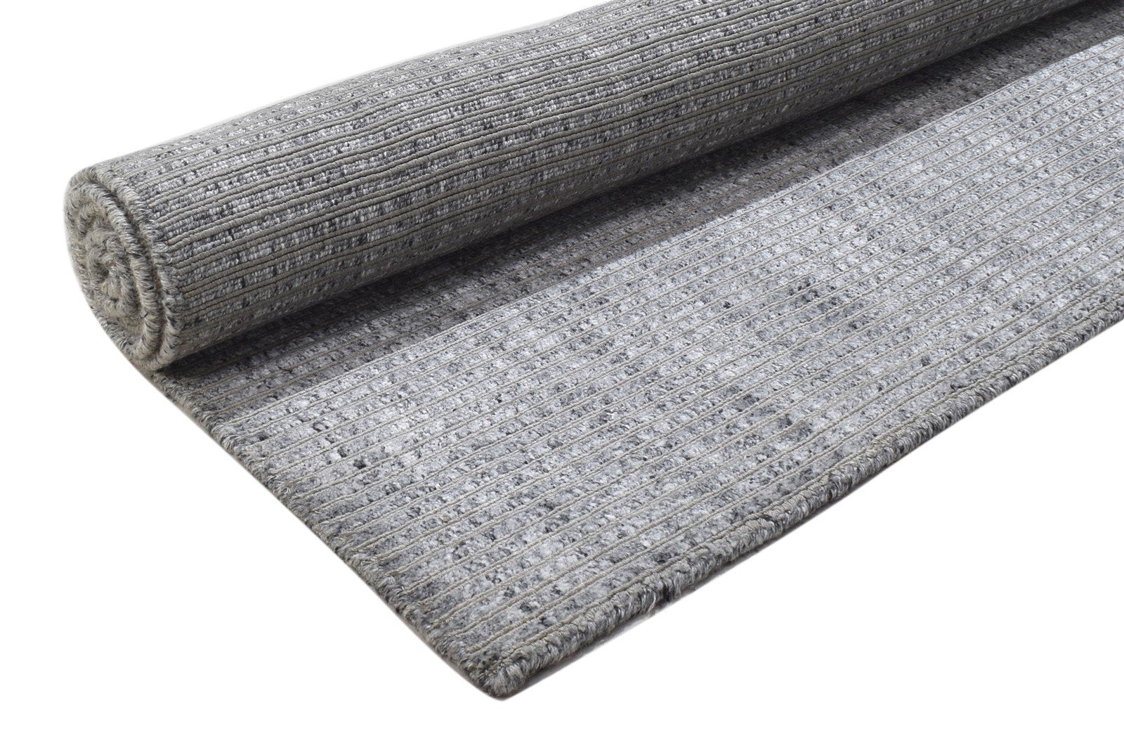 4X6 Rug Wool / Silk Grey Modern Hand Woven Scandinavian Solid Room Size Carpet 