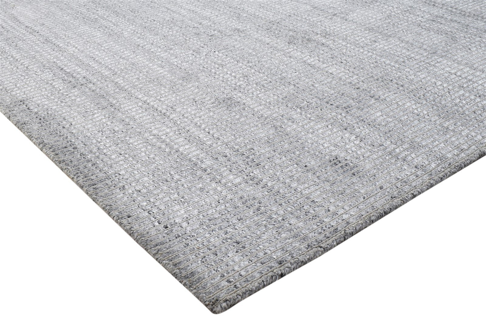 4X6 Rug Wool / Silk Grey Modern Hand Woven Scandinavian Solid Room Size Carpet 