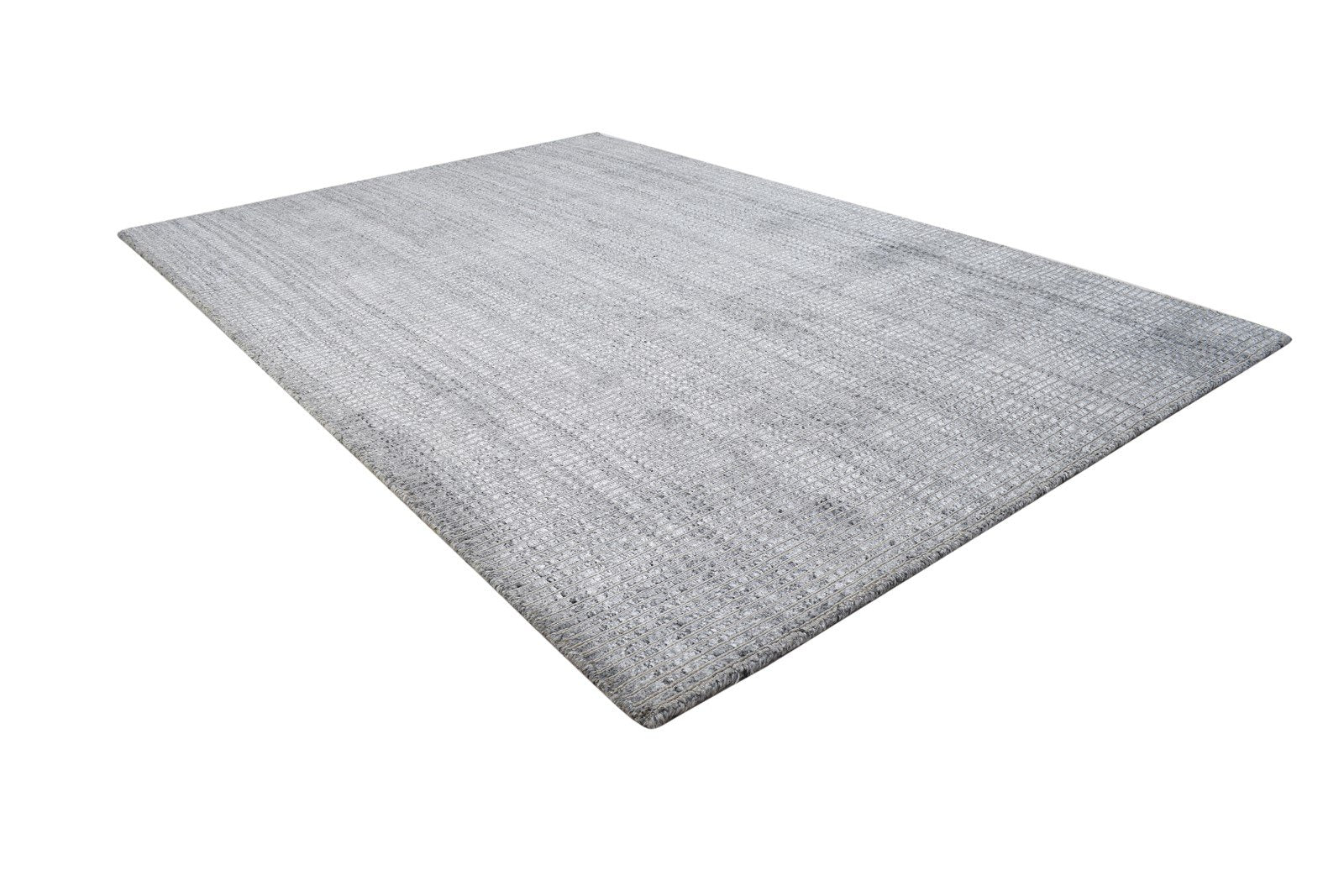 4X6 Rug Wool / Silk Grey Modern Hand Woven Scandinavian Solid Room Size Carpet 