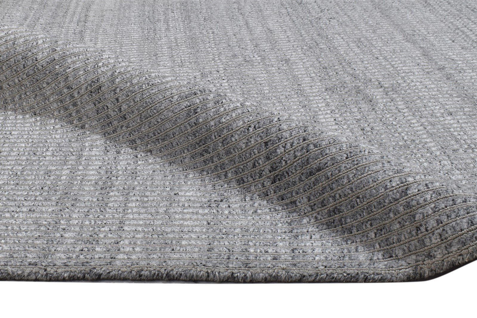 4X6 Rug Wool / Silk Grey Modern Hand Woven Scandinavian Solid Room Size Carpet 