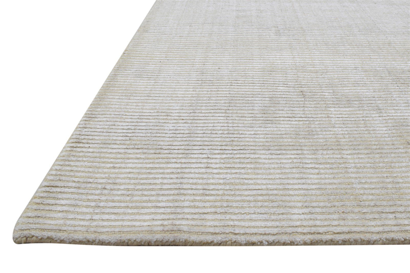 Wool / Silk Sand Rug 4X6 Modern Hand Woven Scandinavian Striped Room Size 