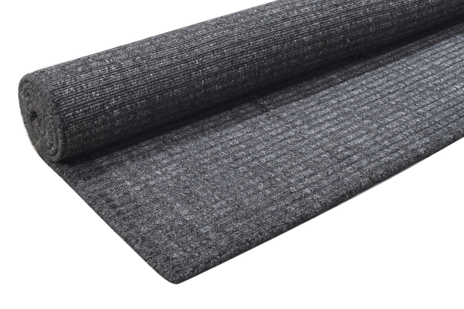 Hand Woven Charcoal Wool / Silk Rug 4X6 Modern Scandinavian Solid Room Size 