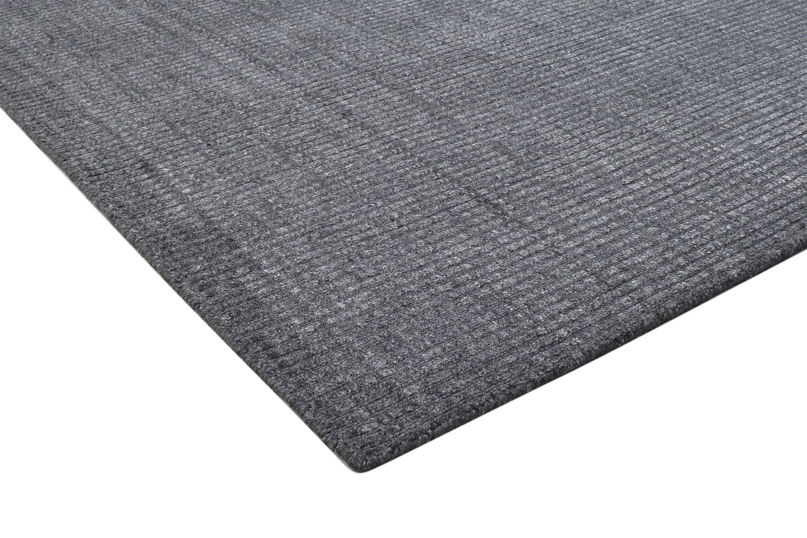 Hand Woven Charcoal Wool / Silk Rug 4X6 Modern Scandinavian Solid Room Size 