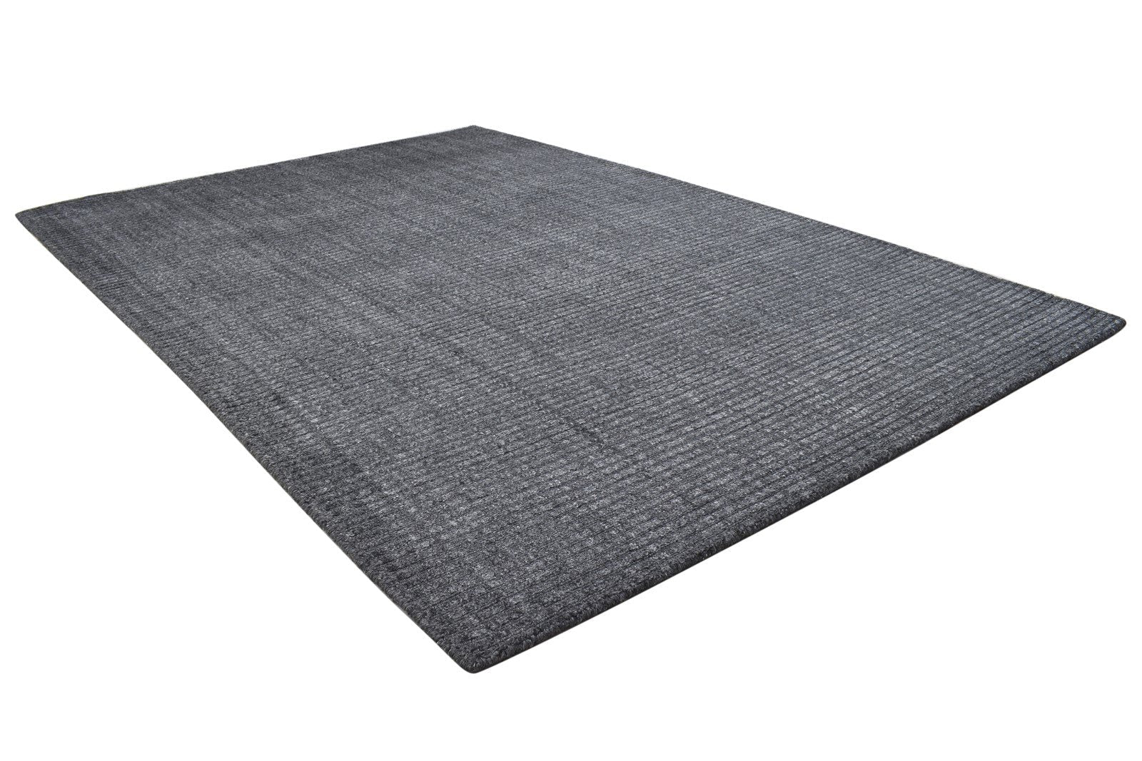 Hand Woven Charcoal Wool / Silk Rug 4X6 Modern Scandinavian Solid Room Size 