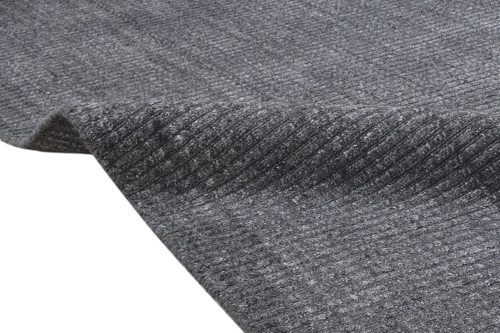 Hand Woven Charcoal Wool / Silk Rug 4X6 Modern Scandinavian Solid Room Size 