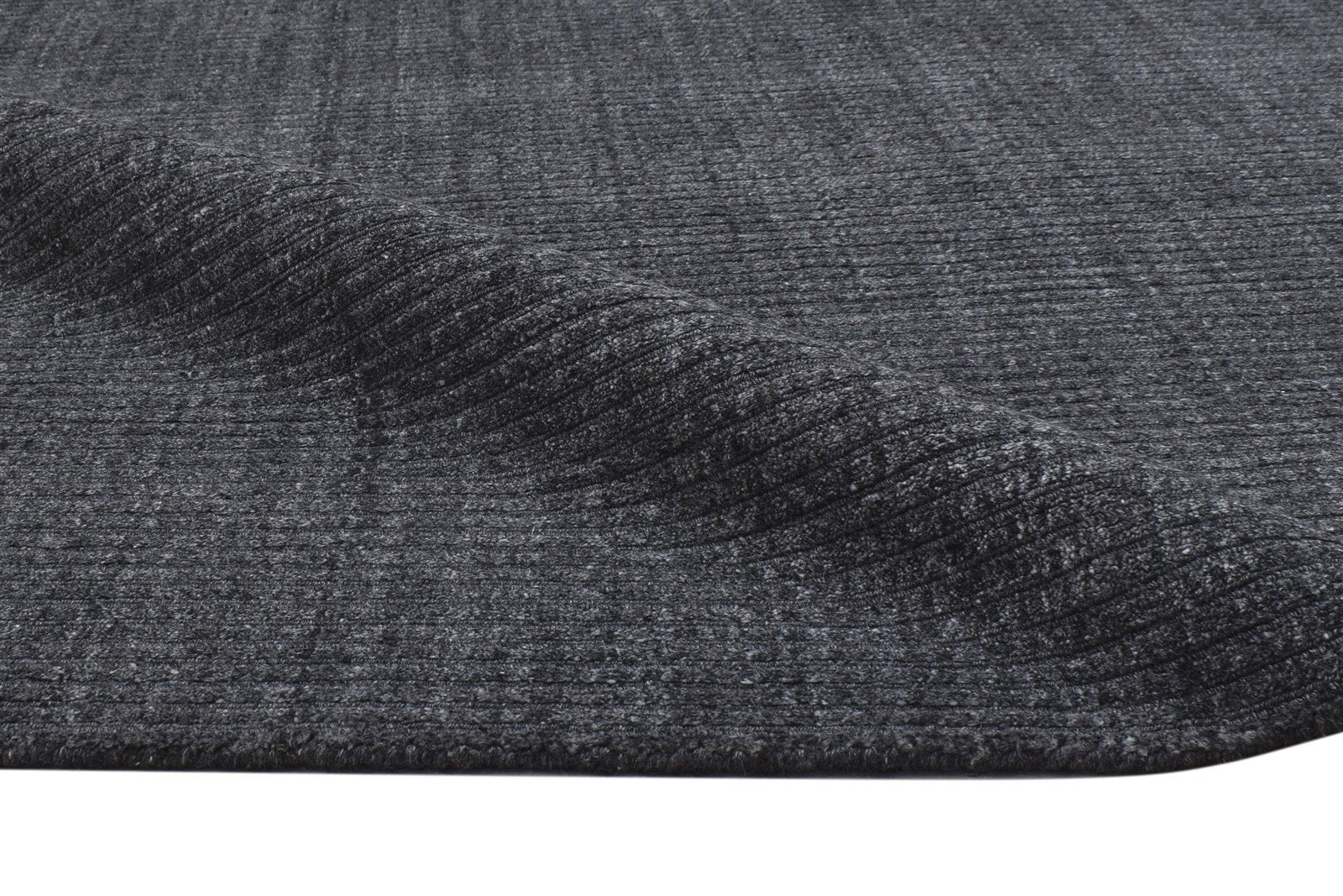 Hand Woven Charcoal Wool / Silk Rug 4X6 Modern Scandinavian Solid Room Size 