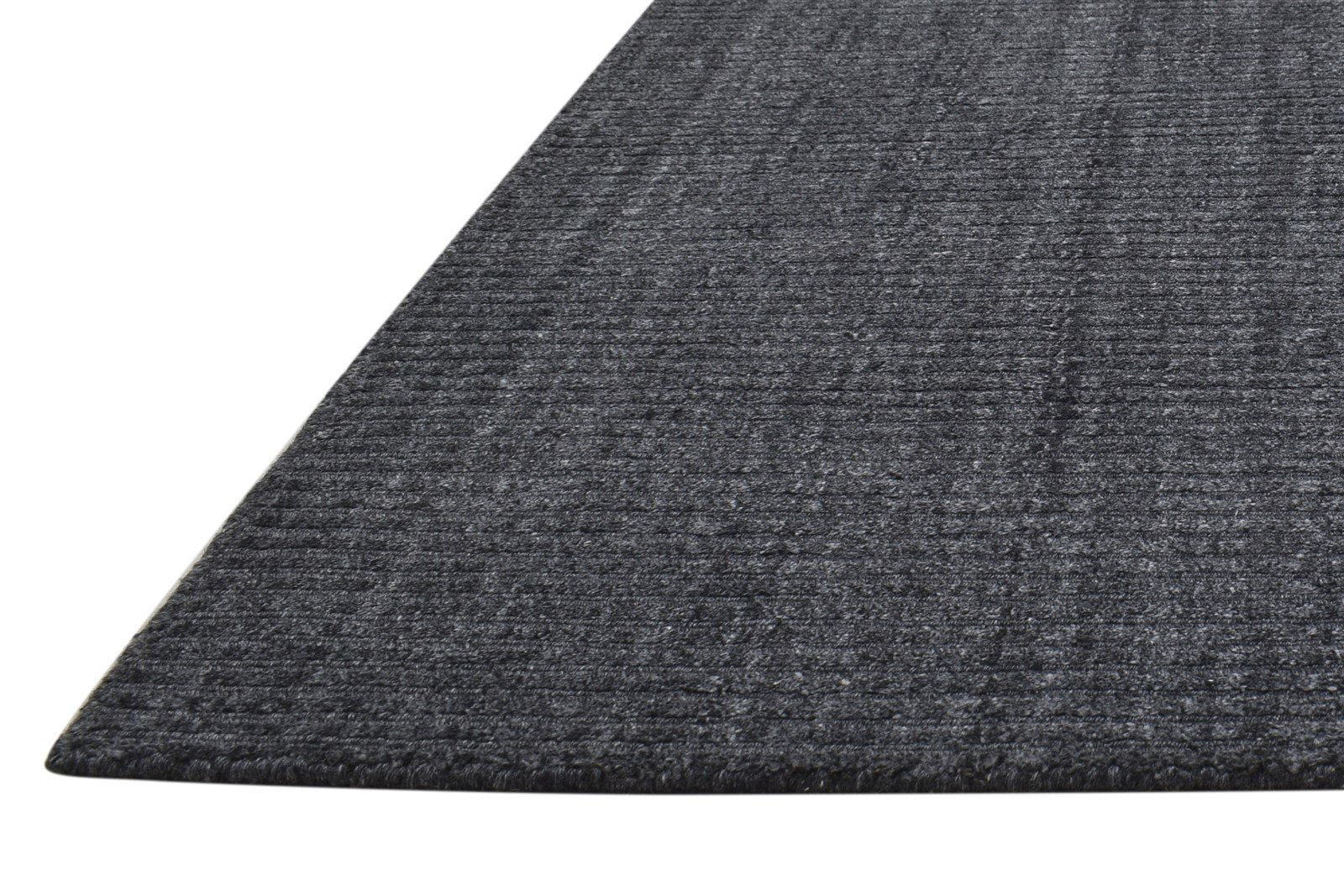 Hand Woven Charcoal Wool / Silk Rug 4X6 Modern Scandinavian Solid Room Size 