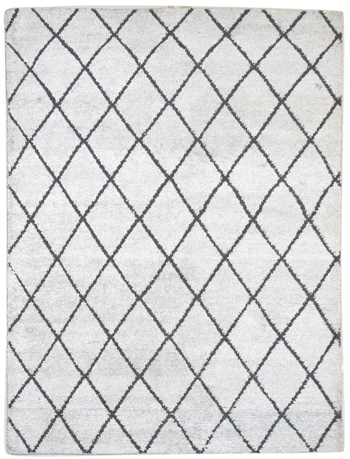 Grey Silk Rug 5' X 7' Modern Hand Knotted Moroccan Diamond Room Size Carpet 