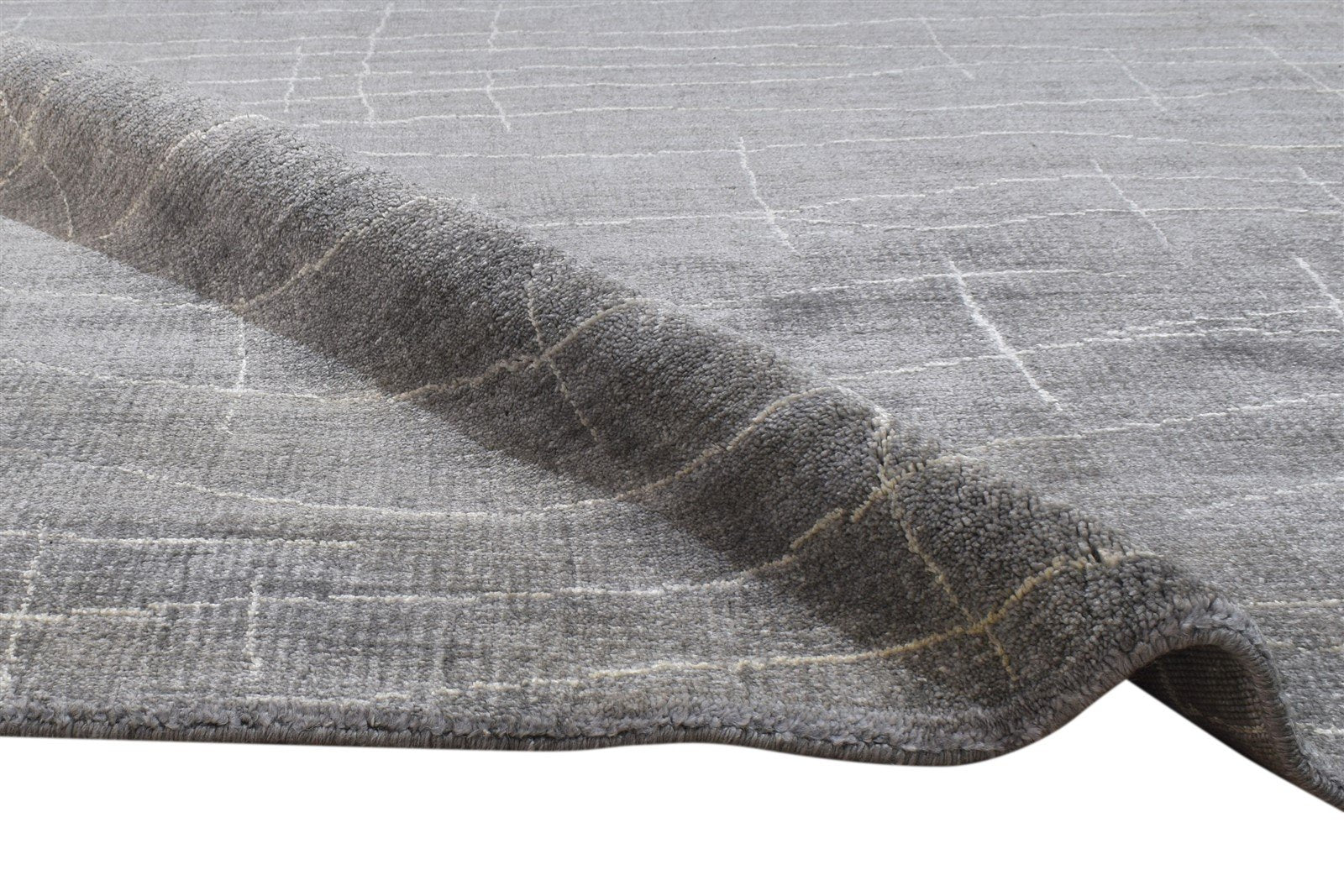 Dark Grey Silk Rug 4X6 Modern Handloom Scandinavian Abstract Room Size Carpet 