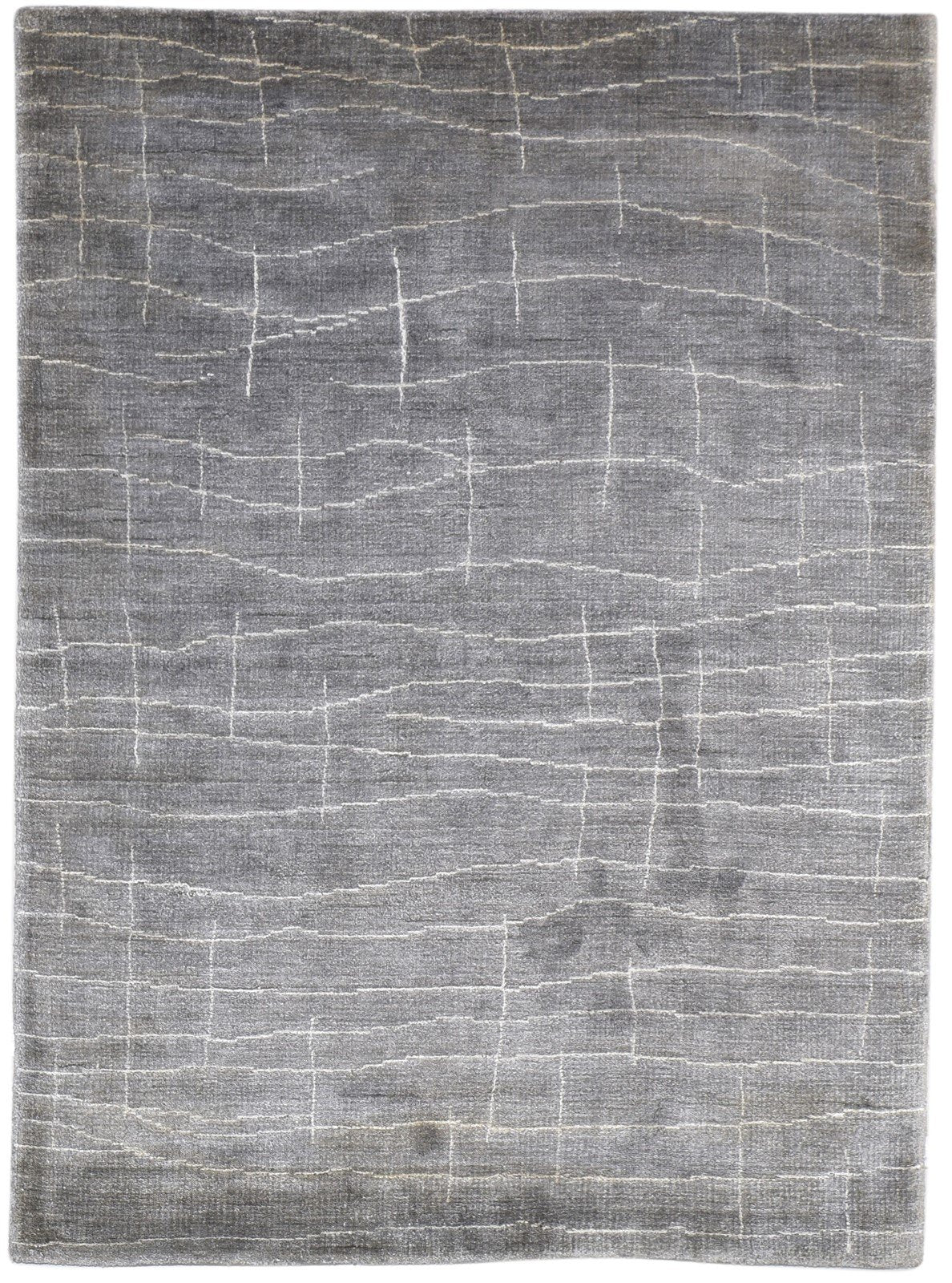 Dark Grey Silk Rug 4X6 Modern Handloom Scandinavian Abstract Room Size Carpet 