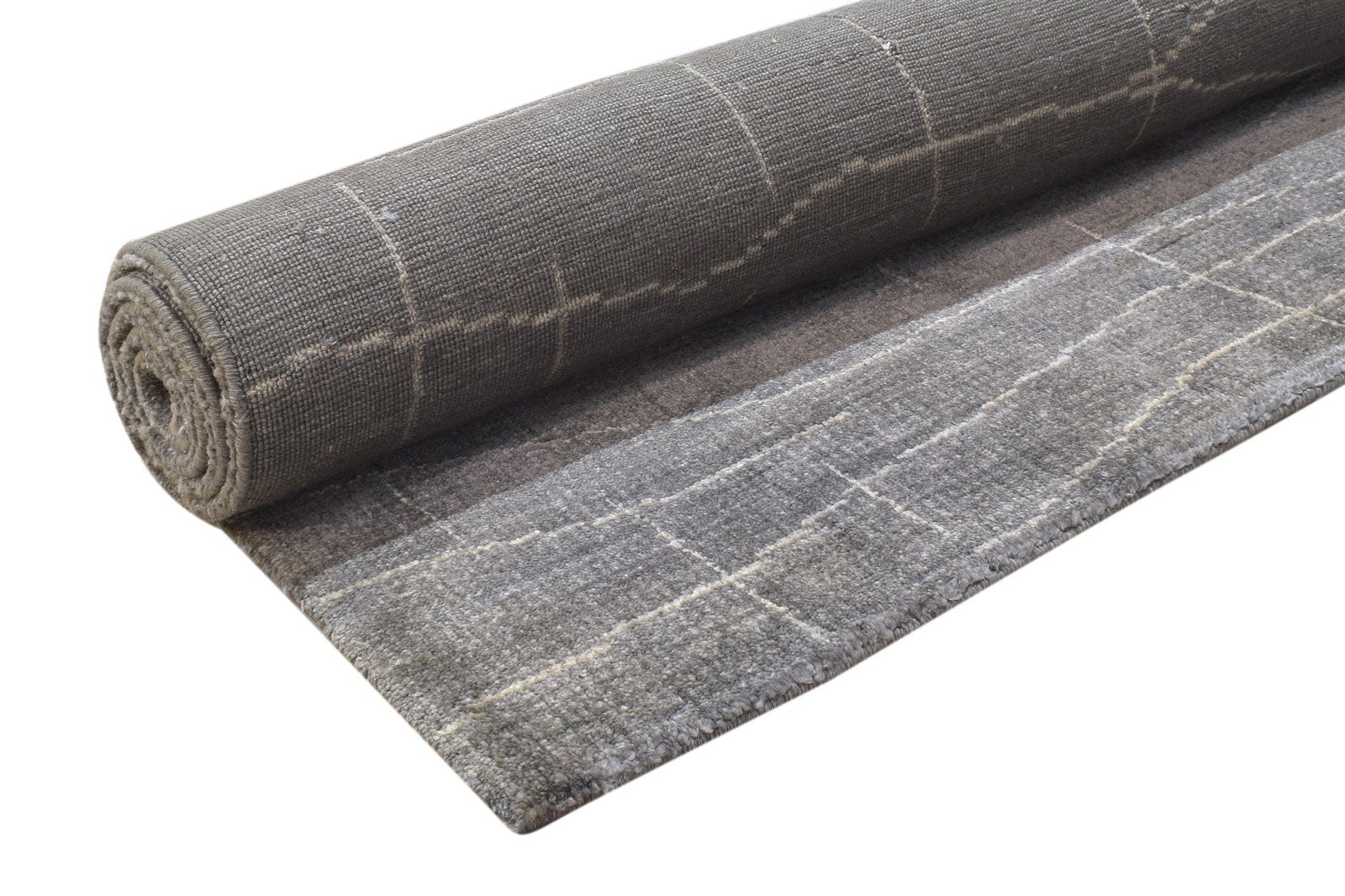 Dark Grey Silk Rug 4X6 Modern Handloom Scandinavian Abstract Room Size Carpet 