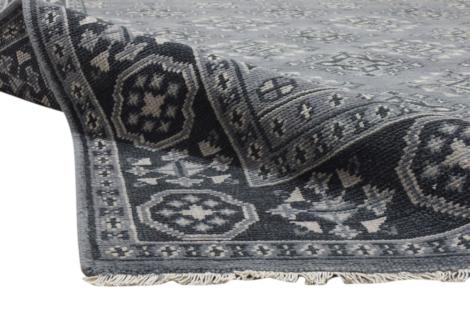 Wool Grey Rug 6' X 9' Persian Hand Knotted Bokhara Oriental Room Size Carpet 