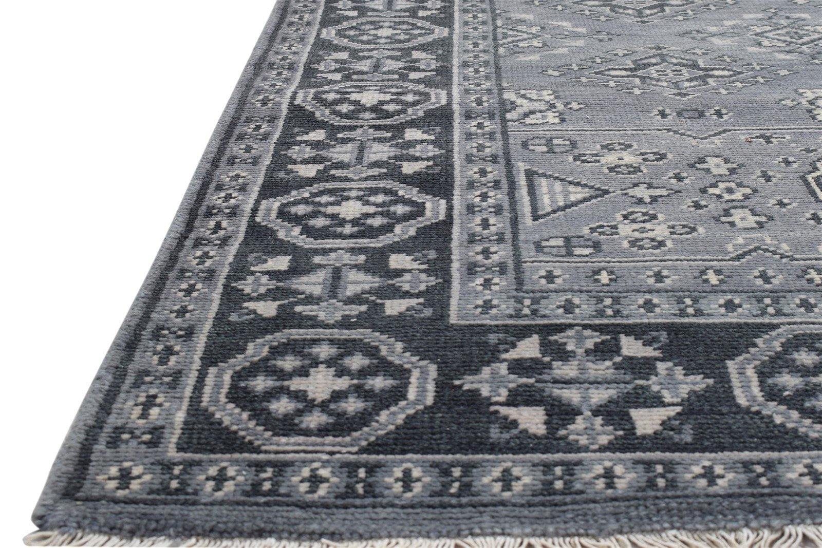 Wool Grey Rug 6' X 9' Persian Hand Knotted Bokhara Oriental Room Size Carpet