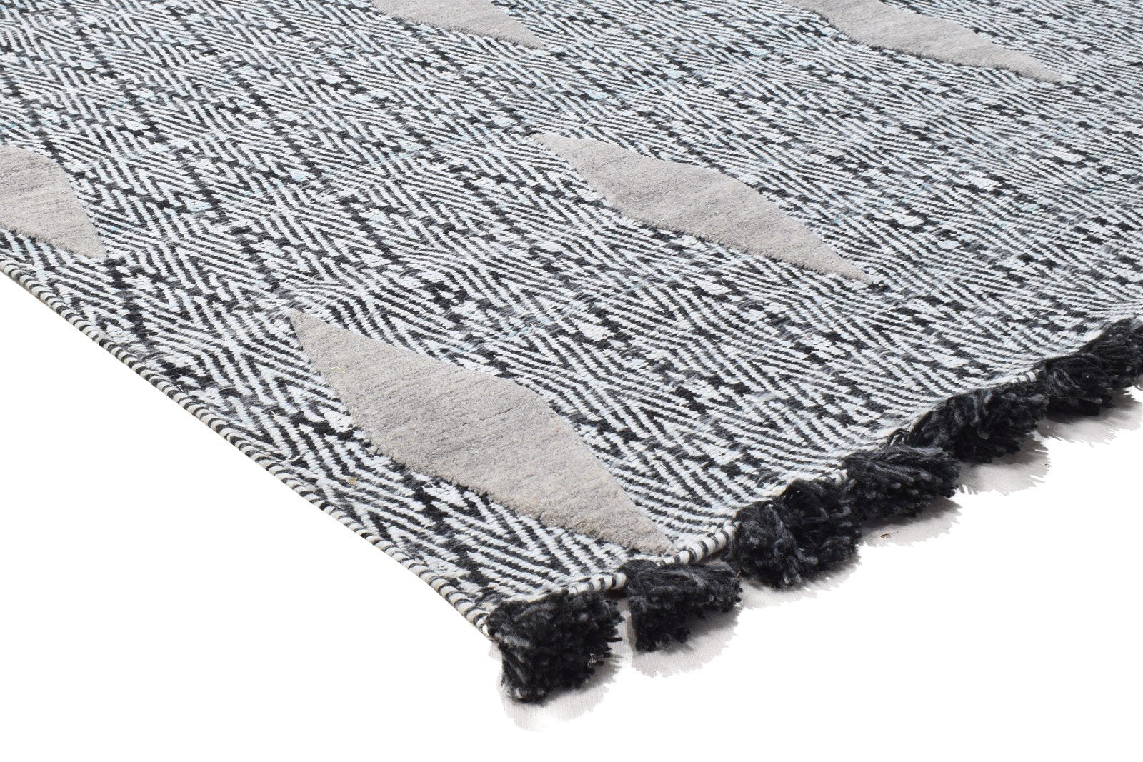 Charcoal Pet Yarn Rug 5X7 Modern Jacquard Loom Moroccan Diamond Room Size Carpet 