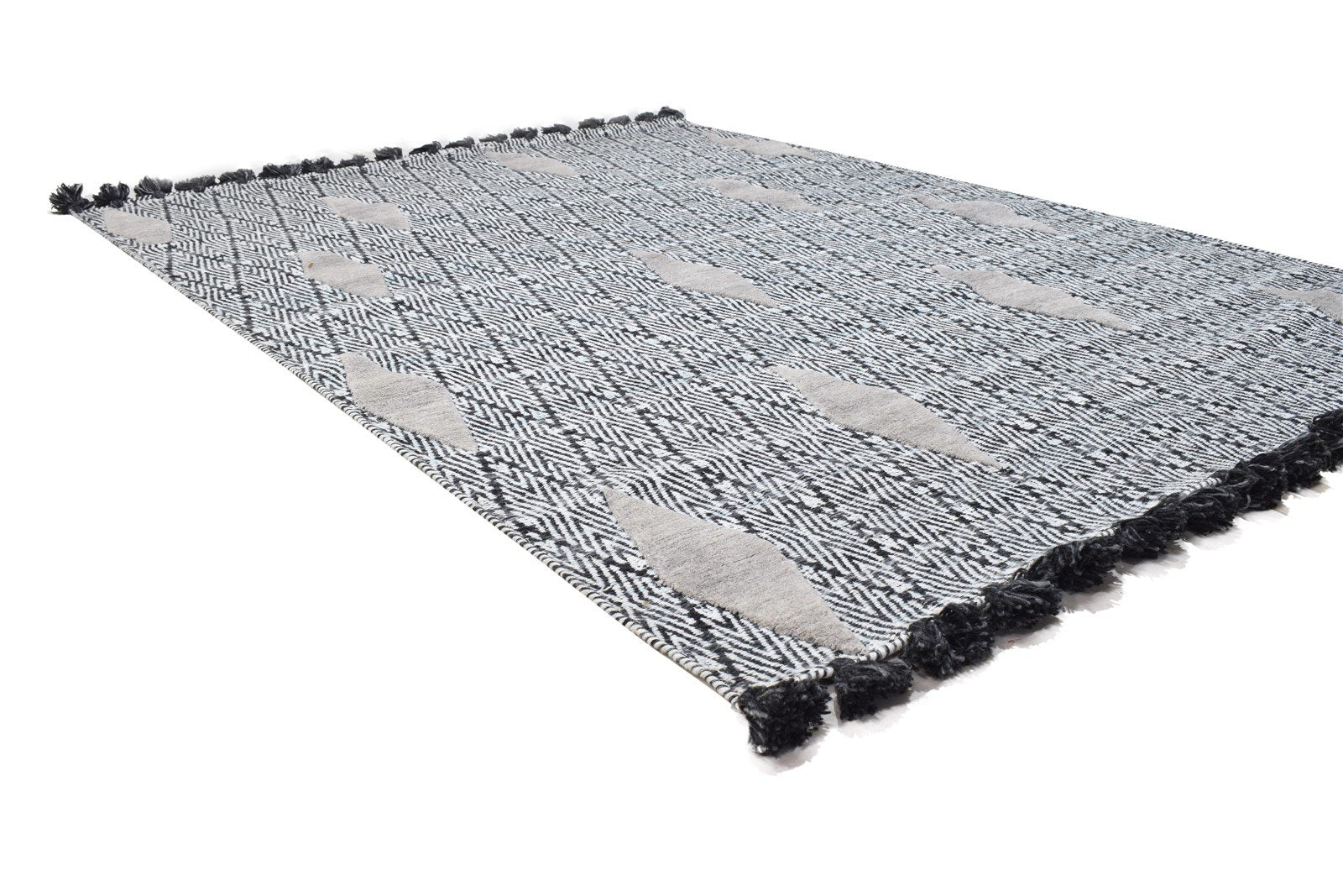 Charcoal Pet Yarn Rug 5X7 Modern Jacquard Loom Moroccan Diamond Room Size Carpet 