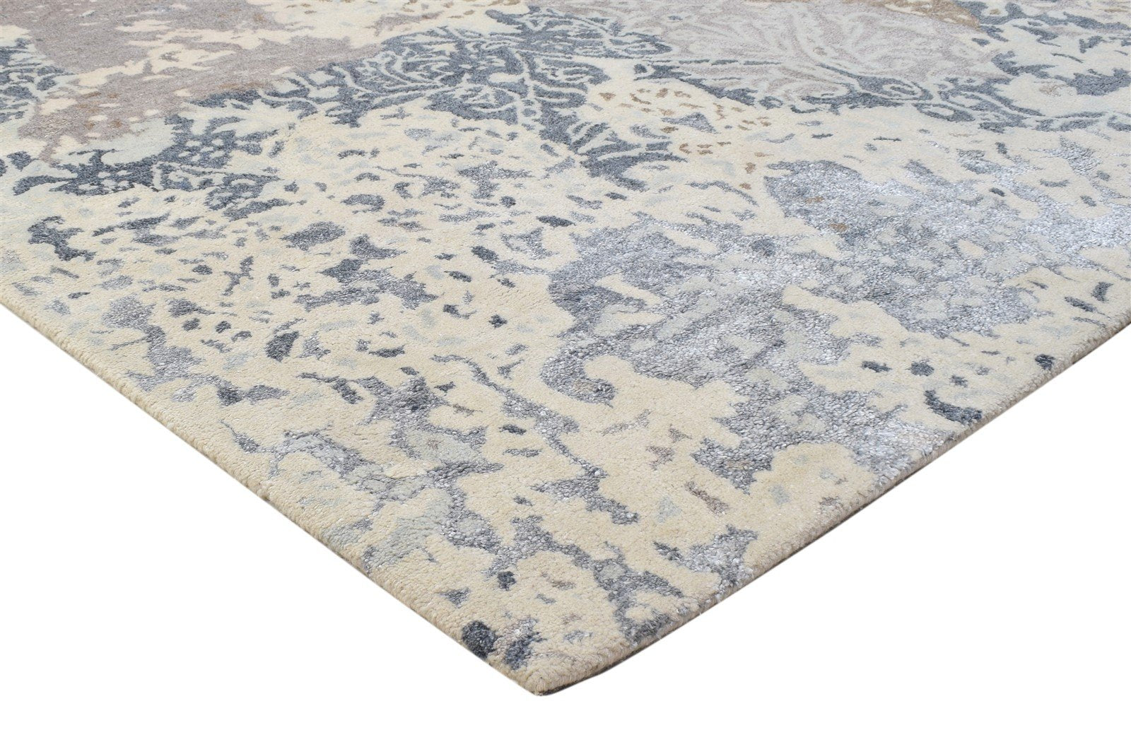 Hand Tufted Sand Wool / Silk Rug 5X8 Modern Indian Abstract Room Size Carpet  Area Rug 