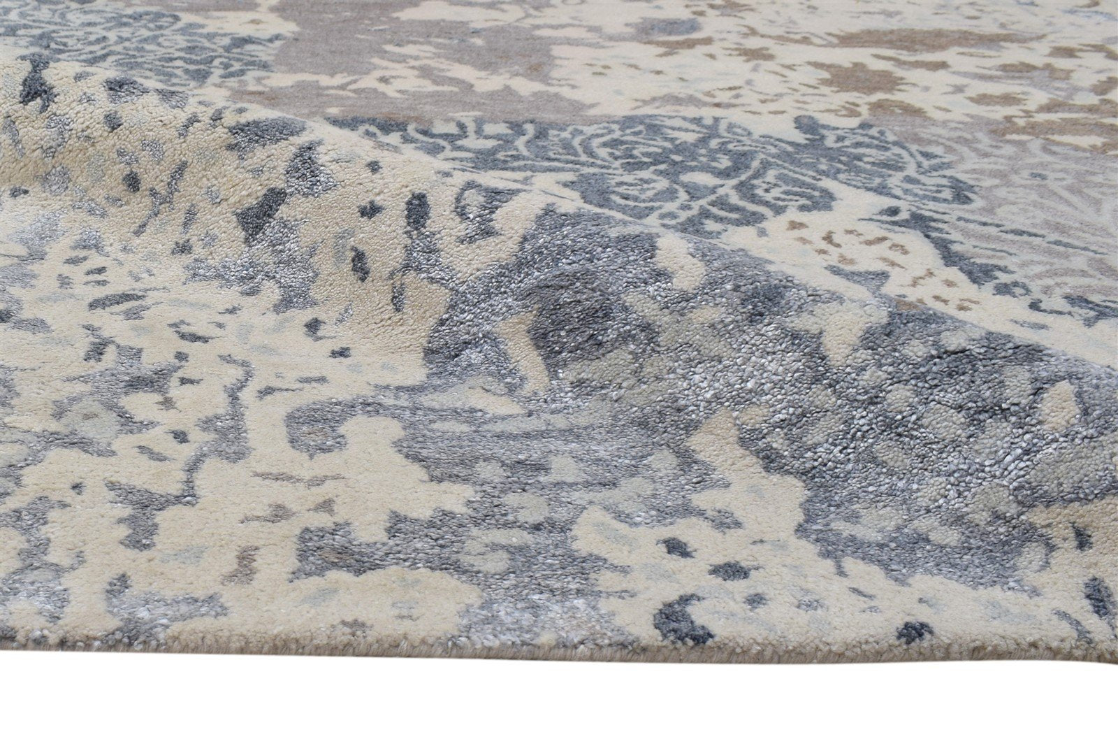 Hand Tufted Sand Wool / Silk Rug 5X8 Modern Indian Abstract Room Size Carpet  Area Rug 