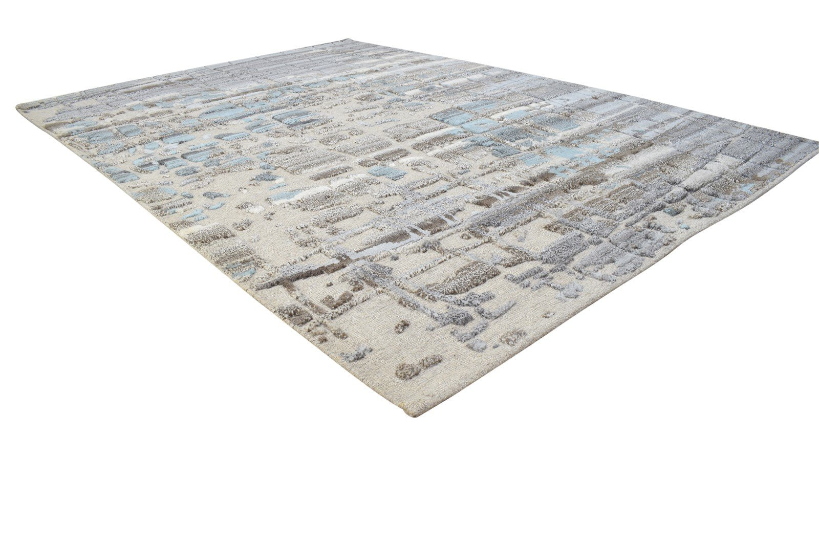 Sand Wool Rug 5' X 7' Modern Hand Knotted Scandinavian Abstract Room Size Carpet  Area Rug 