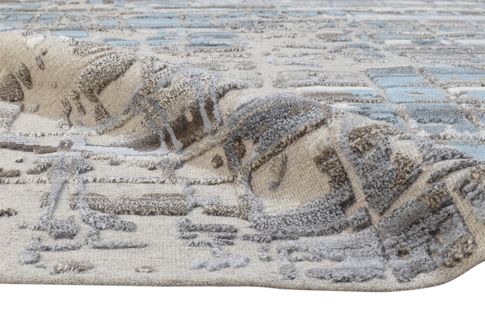 Sand Wool Rug 5' X 7' Modern Hand Knotted Scandinavian Abstract Room Size Carpet  Area Rug 