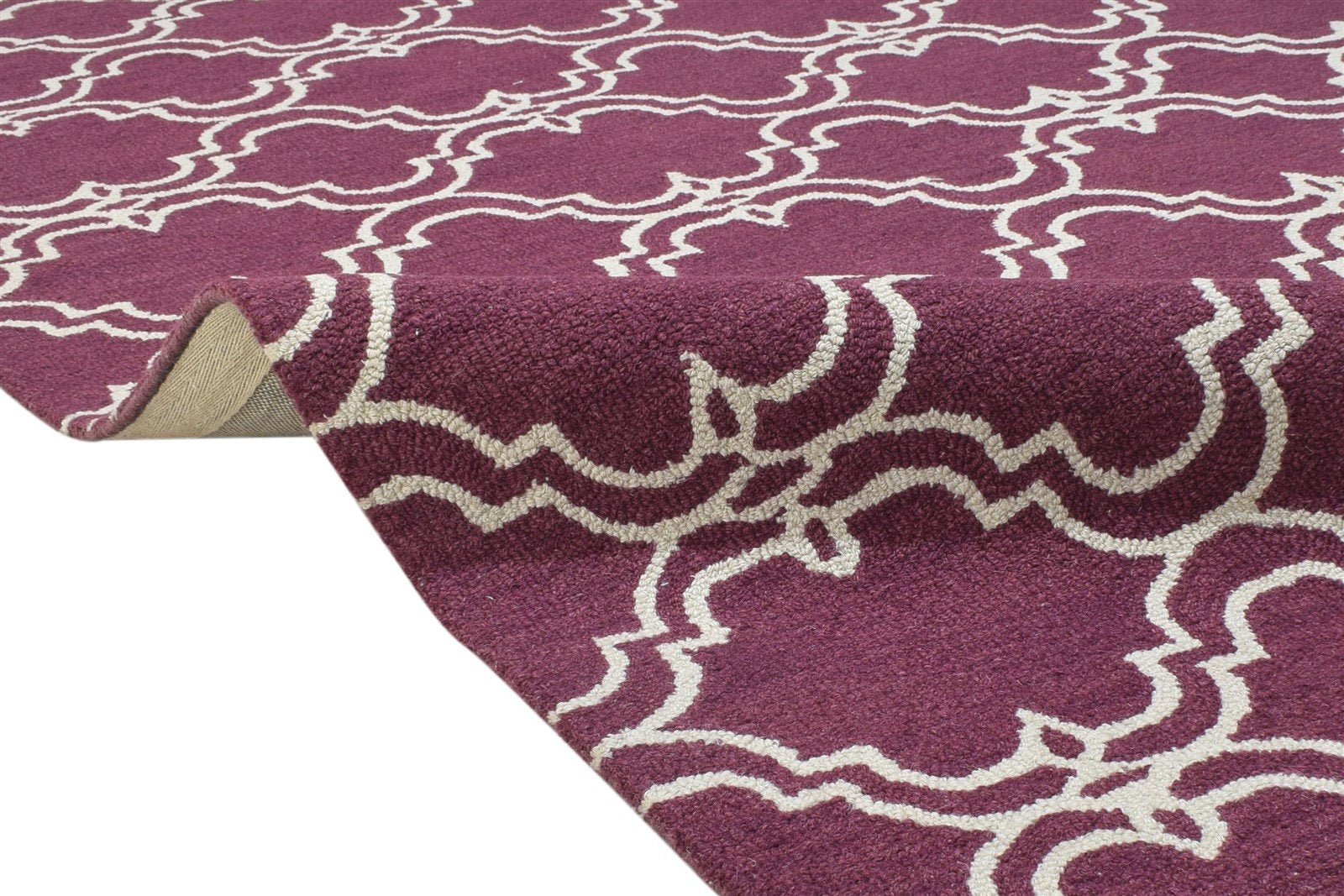 Hand Tufted Purple Wool Rug 5' X 8' Modern Moroccan Trellis Room Size Carpet 