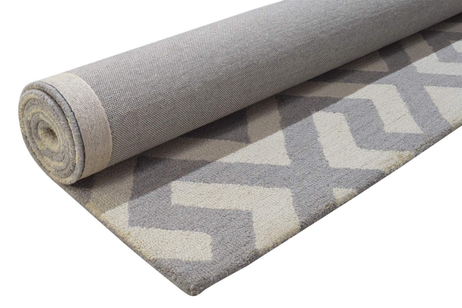 Wool Grey Rug 5' X 8' Modern Hand Tufted Scandinavian Geometric Room Size Carpet 