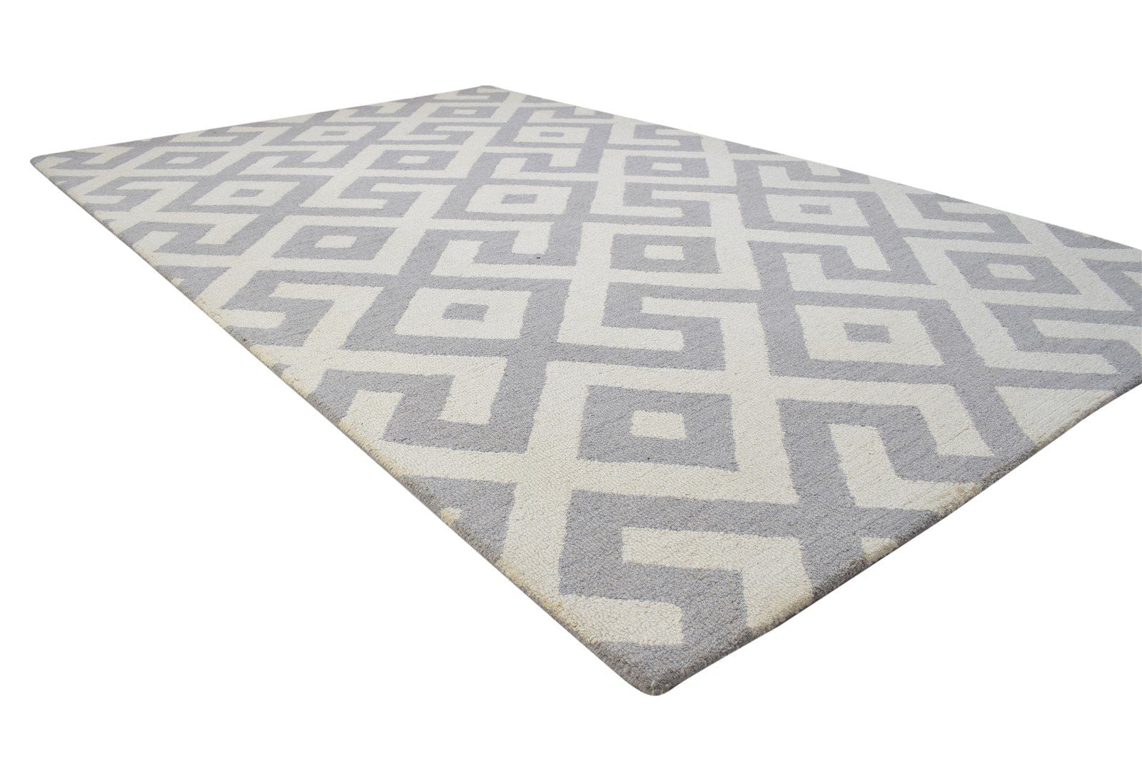 Wool Grey Rug 5' X 8' Modern Hand Tufted Scandinavian Geometric Room Size Carpet 