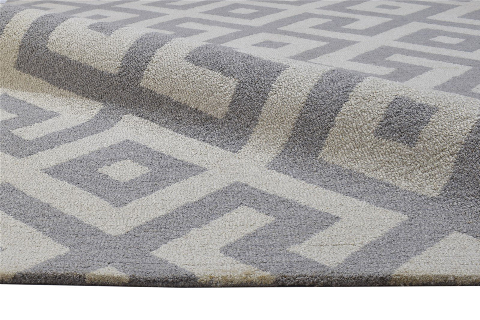 Wool Grey Rug 5' X 8' Modern Hand Tufted Scandinavian Geometric Room Size Carpet 