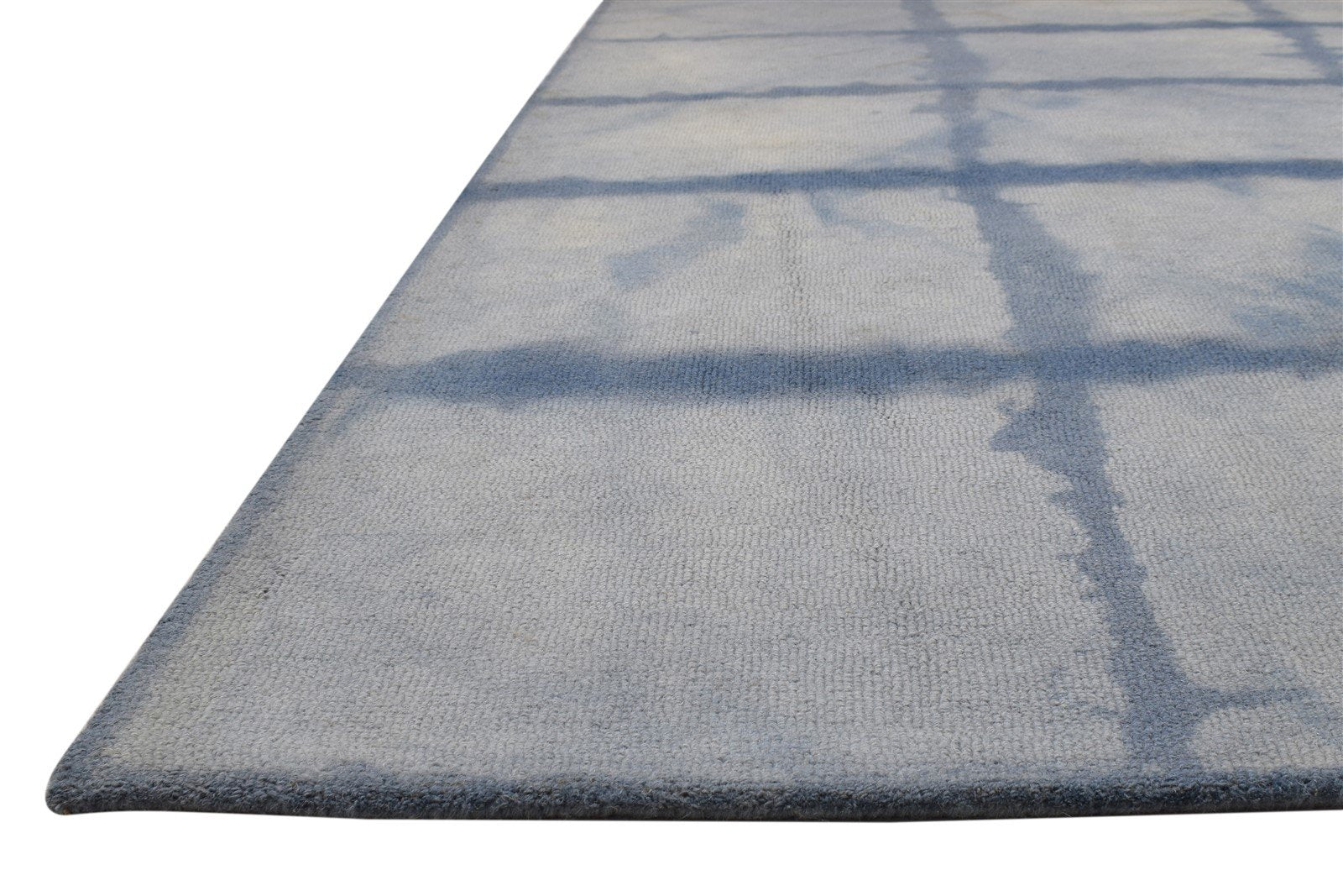 5' X 8' Rug Wool Blue Modern Hand Tufted Shibori Tie Dye Room Size Carpet 