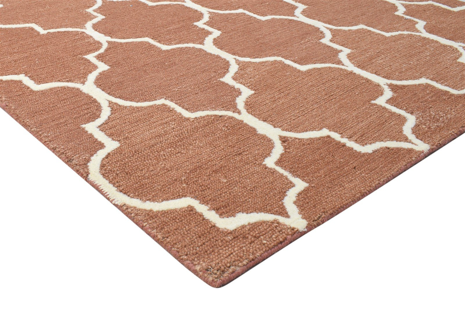 5' X 8' Rug Wool Rust Modern Hand Tufted Moroccan Trellis Room Size Carpet 