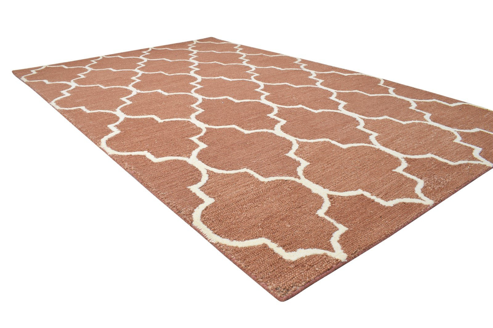 5' X 8' Rug Wool Rust Modern Hand Tufted Moroccan Trellis Room Size Carpet 