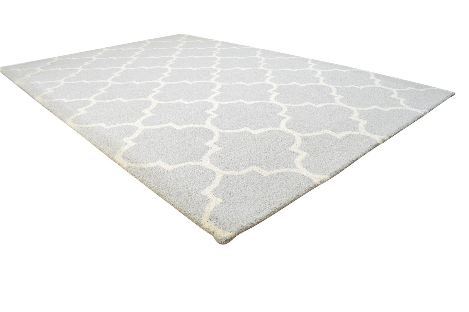 Hand Tufted Grey Wool Rug 5' X 8' Modern Moroccan Trellis Room Size Carpet 