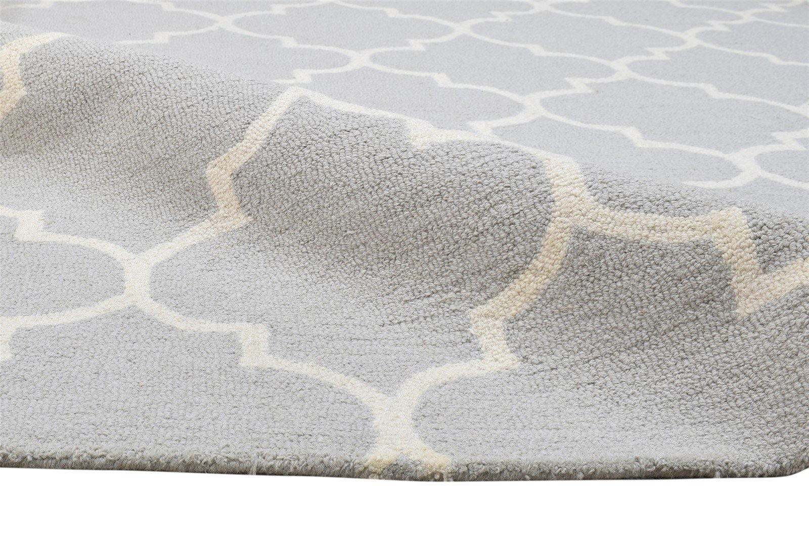 Hand Tufted Grey Wool Rug 5' X 8' Modern Moroccan Trellis Room Size Carpet 