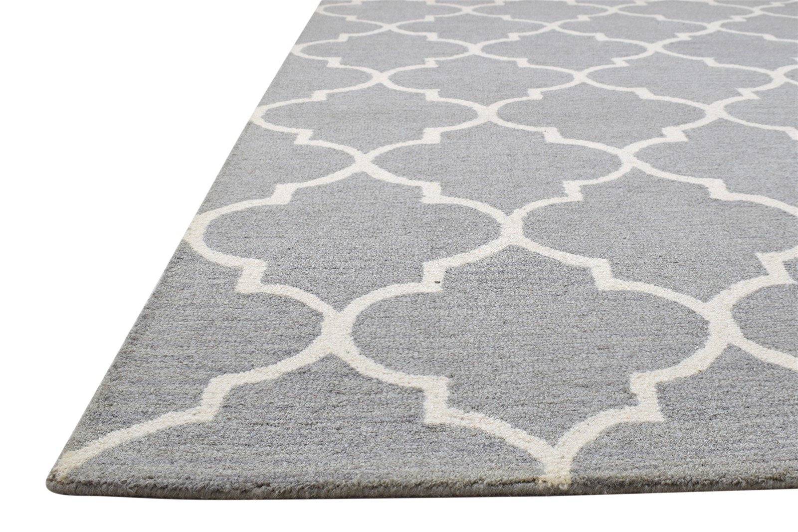 Grey Wool Rug 5' X 8' Modern Hand Tufted Moroccan Trellis Room Size Carpet 