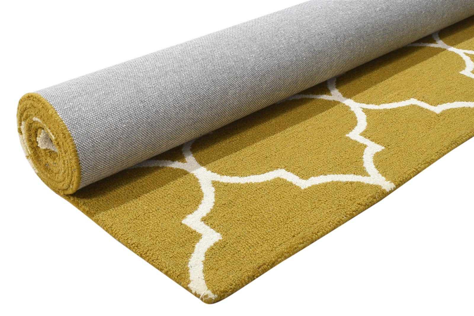 5' X 8' Rug Wool Gold Modern Hand Tufted Scandinavian Trellis Room Size Carpet 