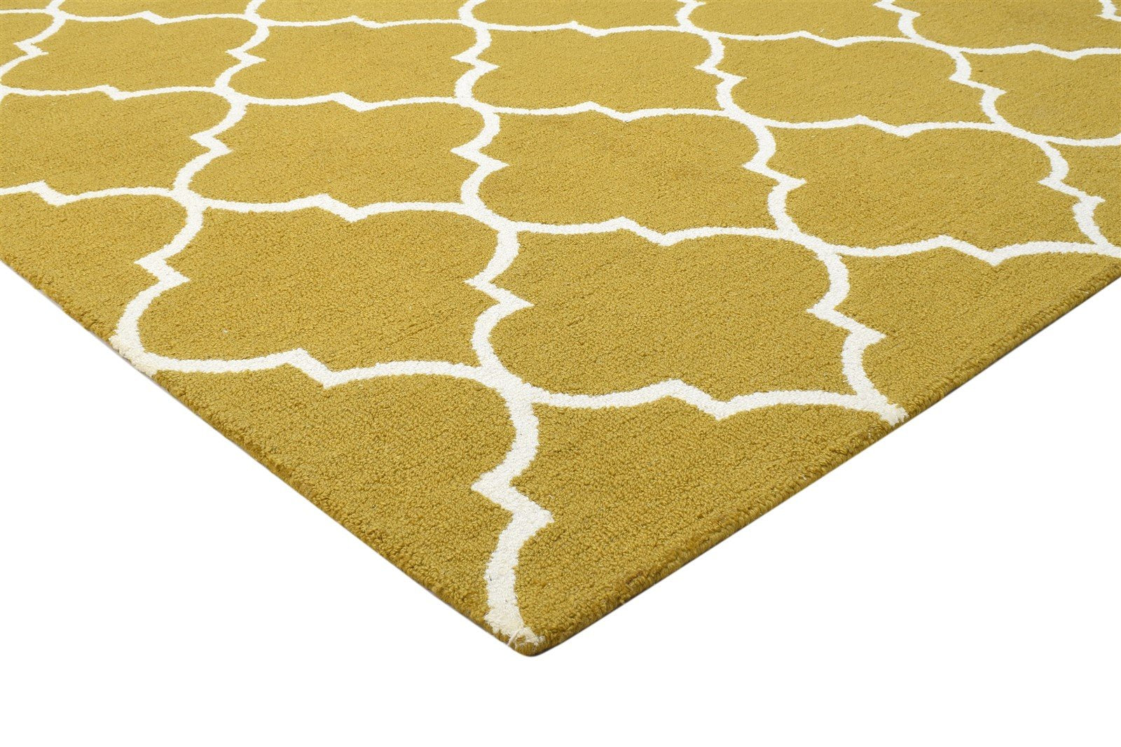 5' X 8' Rug Wool Gold Modern Hand Tufted Scandinavian Trellis Room Size Carpet 