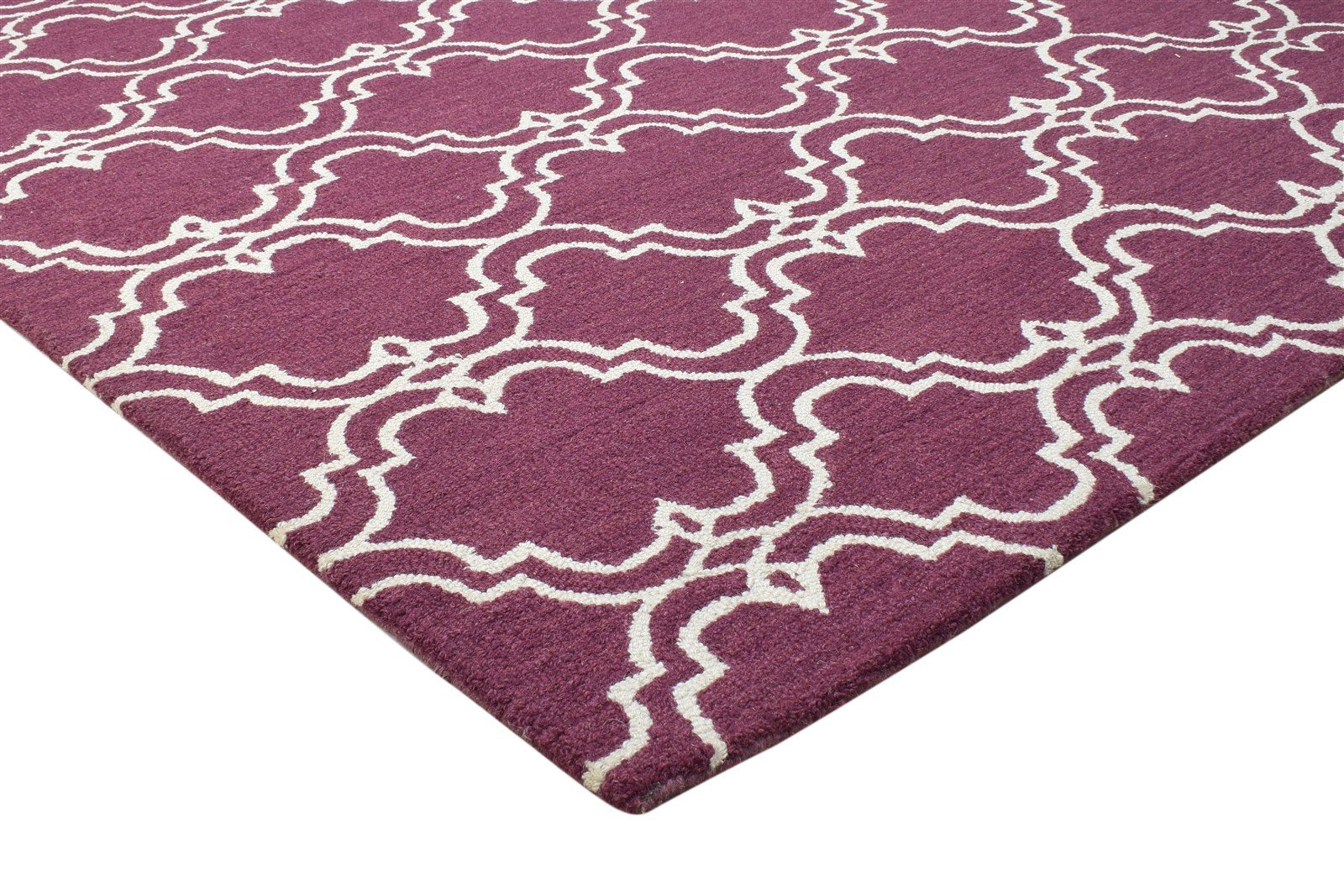 Hand Tufted Purple Wool Rug 5' X 8' Modern Moroccan Trellis Room Size Carpet 