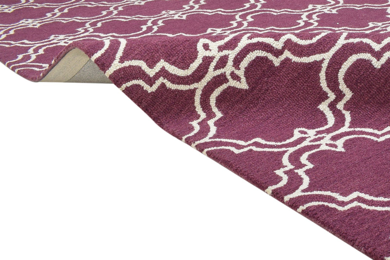 Hand Tufted Purple Wool Rug 5' X 8' Modern Moroccan Trellis Room Size Carpet 