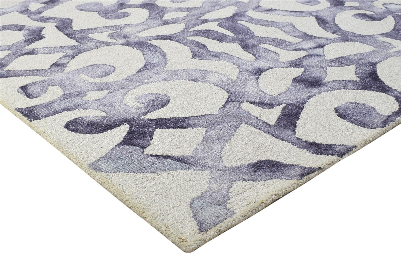 Wool Purple Rug 5' X 8' Modern Hand Tufted Moroccan Abstract Room Size Carpet 