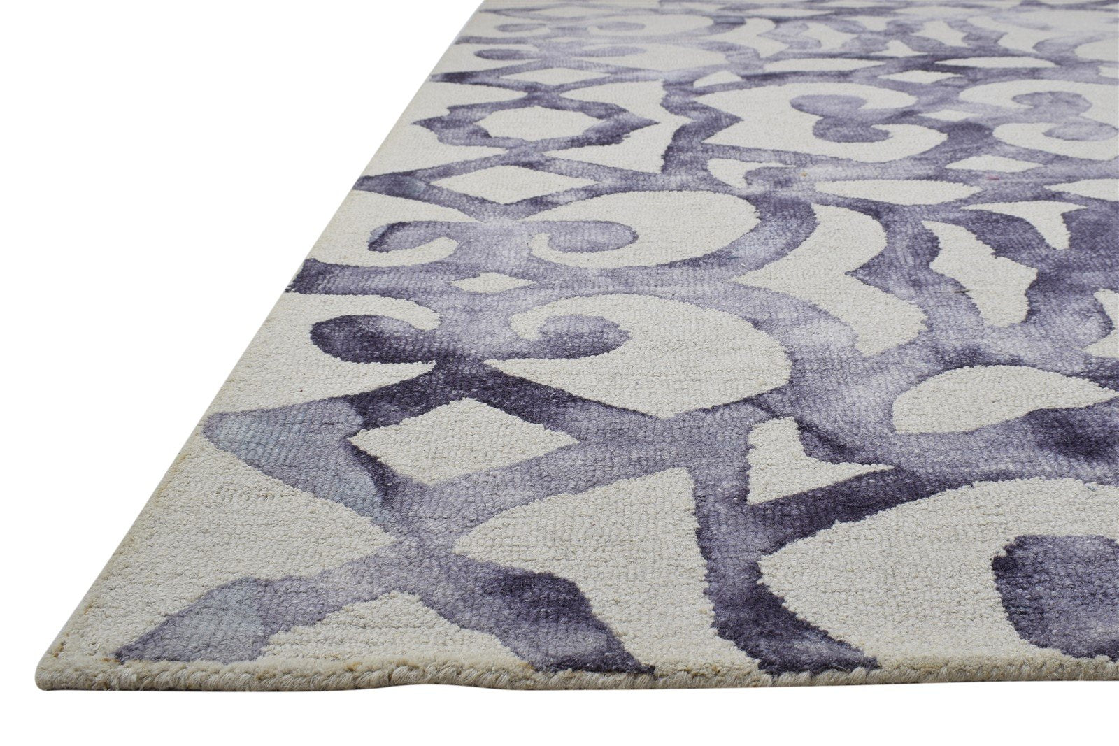 Wool Purple Rug 5' X 8' Modern Hand Tufted Moroccan Abstract Room Size Carpet 