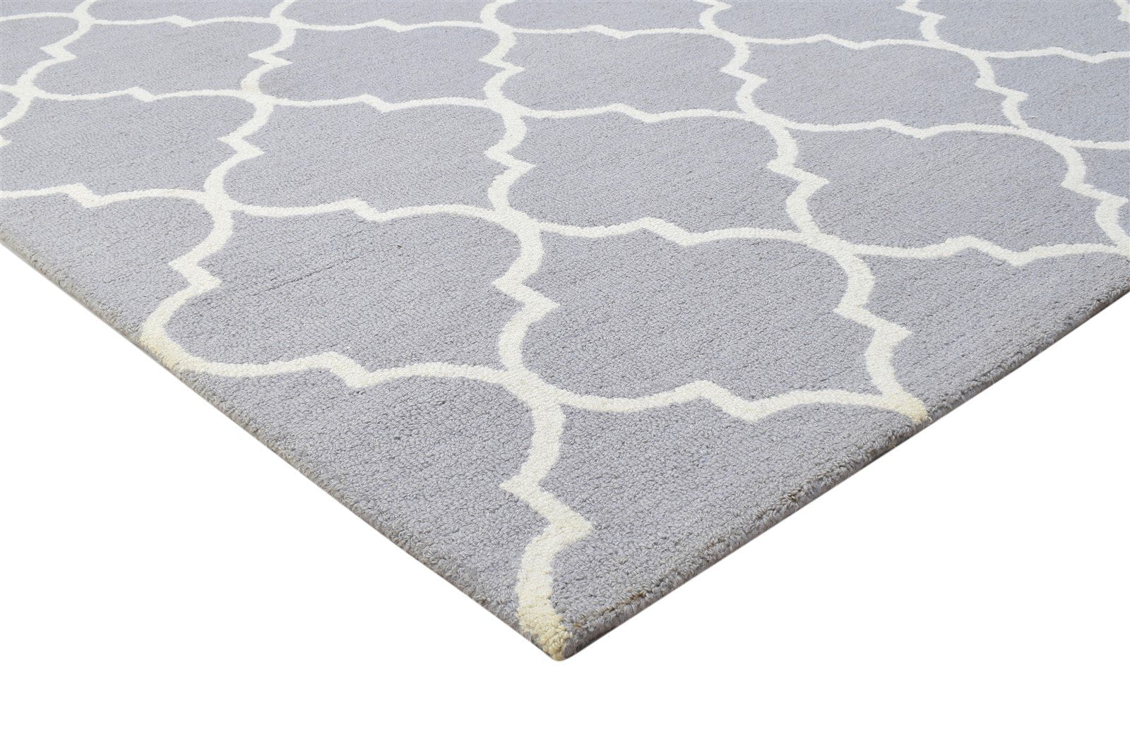 5' X 8' Rug Wool Grey Modern Hand Tufted Moroccan Trellis Room Size Carpet 