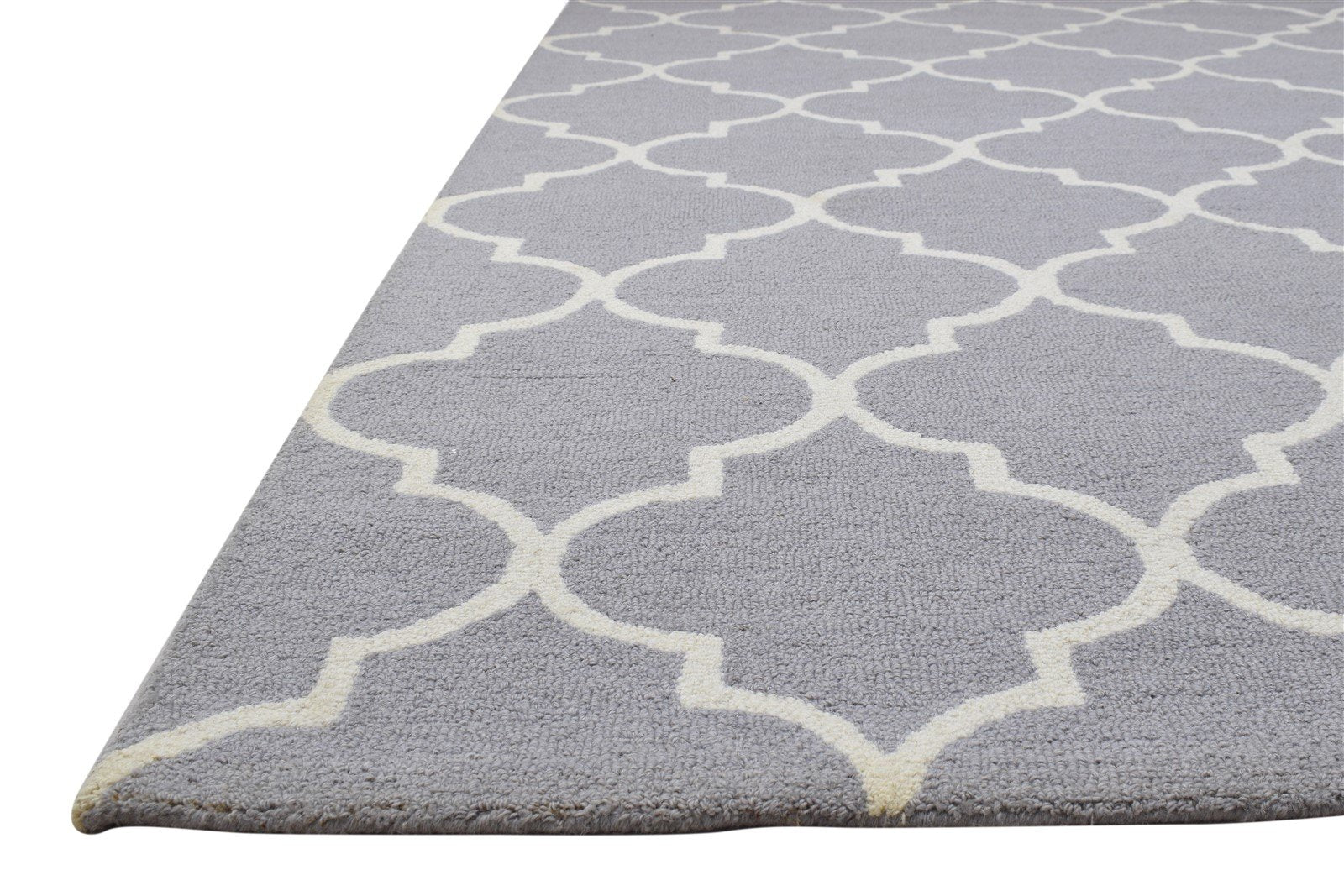 5' X 8' Rug Wool Grey Modern Hand Tufted Moroccan Trellis Room Size Carpet 