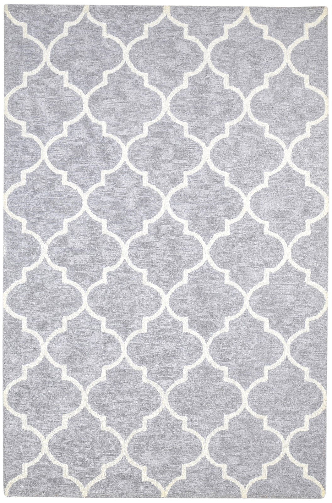 5' X 8' Rug Wool Grey Modern Hand Tufted Moroccan Trellis Room Size Carpet 